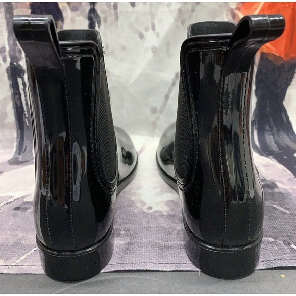 INC Womens Raelynn Rain Boots 9 Black Vinyl Ankle Wet Weather Pull On 6865 - Picture 7 of 13